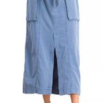 Free People NEW Size 0 Catching Feelings Chambray Denim Blue Tie Midi Skirt BNWTS Photo 0