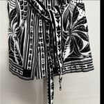 Farm Rio  Monochrome Elegance Scarf Print Belted Linen Blend Romper Size S Photo 2