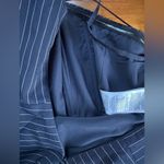 BCBG NewYork Navy Striped Peplum Spaghetti Stripe Top size 10 NWT Blue Photo 7