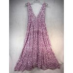 Salty Lemon Maxi Dress V‎ Neck Tiered Casual Summer Dress Purple White L Size L Photo 6