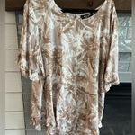 New Arna York Collection Riviera Frill Wonder Palm Shirt Size 20 Linen Blend Tan Photo 7