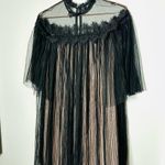 Nha Khanh Black Tulle Shift Lulu High Neckline Lace Collar Zipper Dress size 6 Photo 6