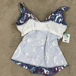 Sunsets Forever Tankini Top Regatta Paisley‎ Twist Front Swimwear 32G Blue Size 32 Photo 4