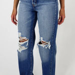 AGOLDE  Blue Distressed Straight Leg Jeans Photo 0