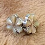 Sterling Silver Stud Bundle - Onyx Cabochon & Mother of Pearl Floral Inlay Photo 1