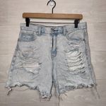 American Eagle  High Rise Mom Shorts Size 4 Light Wash Distressed Denim Photo 1
