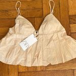ZARA Tan Pink Striped Cropped Pleated Top Size Small Photo 4