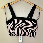 NWT 525 America Black and Pink Zebra Animal Print Crop Top Layering Piece Size M Photo 1