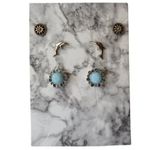 Silver & Blue Stud Earrings Set With Dolphin Floral & Round Designs Photo 0