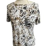 JM Collection  Animal Print Short Sleeve Top Petite Small Photo 0