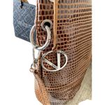 VENEZIA Made in Italy Crocodile Embellished Tote NWT Brown Photo 5