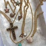 Gold A Initial Necklace with White Stone Charm Photo 4