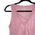 American Eagle  Soft & Sexy Sueded Tank Top Mauve Pink Strappy Front Photo 2