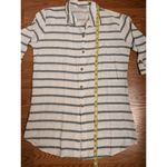 Viola Borghi Womans Med Stripe Linen Button Down Shirt Dress Peasant Vacation White Photo 4