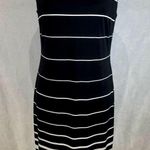 CHAUS NEW YORK Chaus black and white multi stripe stretchy sheath dress size small Photo 0