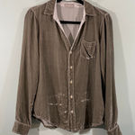 CP Shades  Green Alana V-neck Wash Velvet Rayon & Silk Button Up Blouse Size S Photo 0