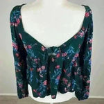 American Eagle Floral Tie Front Top Size Small Photo 1