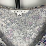 CAbi  Gray Purple Flutter Short Sleeve‎ Floral 301 Blouse Photo 6