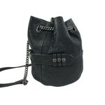 SHE + LO Lambskin Leather Chain Drawstring Bucket Bag Black Boho Rare Whimsy EUC Photo 6