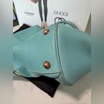 Gucci Turquoise gg canvas nailhead Bardot vintage Leather Handbag Photo 5