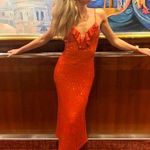 If By Sea Orange Sequin Midi Dress Photo 7