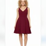 XScape  Burgundy Wine Deep V-neck Sleeveless A-line Flare Dress Photo 6