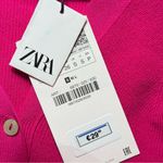ZARA Barbie Pink Seam Detail Knit Cropped Cardigan Fit Sweater - NWT - Small Photo 4