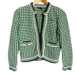 Maje Maneflanne Green Tweed Long Sleeve Preppy Cardigan Jacket Size Small Photo 5
