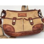 Dooney & Bourke Vintage  Crossbody Bag Tan Woven Tweed Leather‎ Trim Casual Purse Photo 13