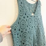 Wonderly Womens Top 1X Crochet Sleeveless Blue Cottagecore Grannycore Boho Free People Photo 3