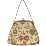 Vintage Tapestry Metal Hinge Purse Gold Floral Photo 2