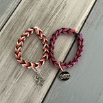 Handmade NEW Set Of 2 Halloween Krazy Loom Bracelets W Charms Skeleton & “BOO” Photo 1