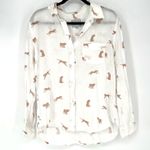 Rails Charli Shirt Women White Playful Cheetahs Print Linen Blend Button Medium Photo 0