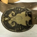 Women’s Inlaid Angels Rhinestone Gold PLeather Gold Buckle Med 30 Photo 3