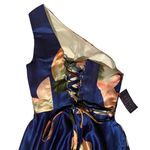 NWT ~ Long Blue & Pink Floral 1 Shoulder Gown ~ Lace Up Back ~ Size XS Photo 3