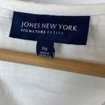 Jones New York Jones NY 100% Linen Short Sleeve Ruffle Bodice Collar Button Close Blouse Top PM Photo 3