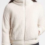 Athleta Tugga Ivory White Sherpa Fleece Full Zip Cropped Jacket XXS Photo 0