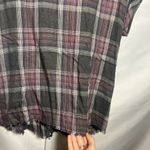 FOR THE REPUBLIC Plaid Button Down Back Top Frayed Photo 2