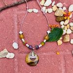 Handmade Tiger Eye Yoga Gemstone leather necklace Photo 1