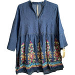 Uncle Frank Anthropologie‎  Tunic Top Size Medium Chambray Embroidery Floral NWT Photo 0