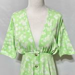 ASOS New Green Daisy Print Button Front V-Neck Short Sleeve Mini Dress Size 0 Photo 6