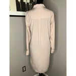 Thread and Supply Long Sleeve Lyocell Button Front Shirt Dress Womens Beige Small Photo 8