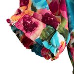 Lulus NWT Hues of You Teal Multi Floral Print Ruched Puff Sleeve Top Size XS Photo 4