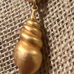 Vintage Gold Tone Textured chain bracelet Shell Mollusk Charm Lobster Clasp 7" Photo 2