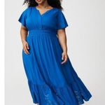Torrid Classic Blue Y Neck Smocked Waist Challis Maxi Dress Sz.4 NWT Photo 1