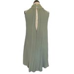 Womens Green Trapeze Dress High Mock Neckline Sleeveless Pleated Mini Sz Small Photo 5