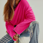 Free People  Hot Pink Celeste Dolmen Sleeve Sweater L Photo 0