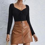 SheIn Ruched Drawstring Front Sweetheart Neckline Bodysuit Size Small Photo 2