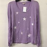 Sundry  Womens Purple Lavender Lilac Star Print Long Sleeve T-Shirt Top Photo 2
