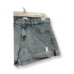 We Wore What Jean Shorts Whiskered Cuffed Hem Mid-Rise Fit Distressed Blue 24 NWOT Photo 2